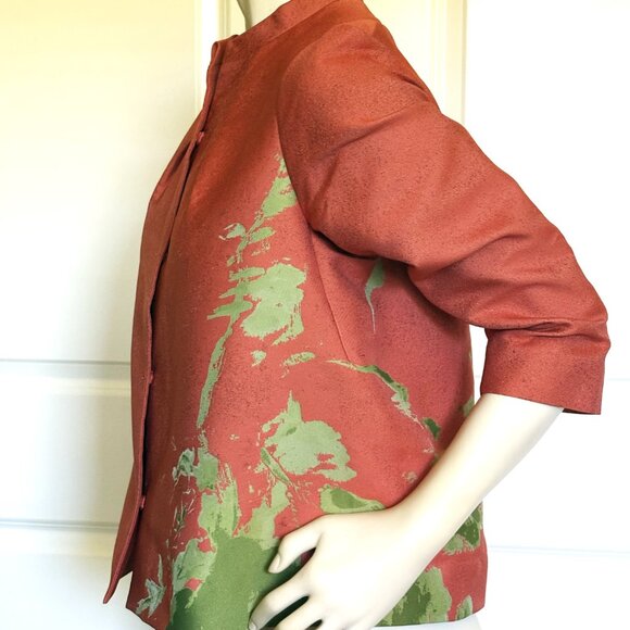 NEW SHIATZY CHEN SILK BLEND CORAL GREEN JACKET SIZE: 8 - Picture 5 of 6